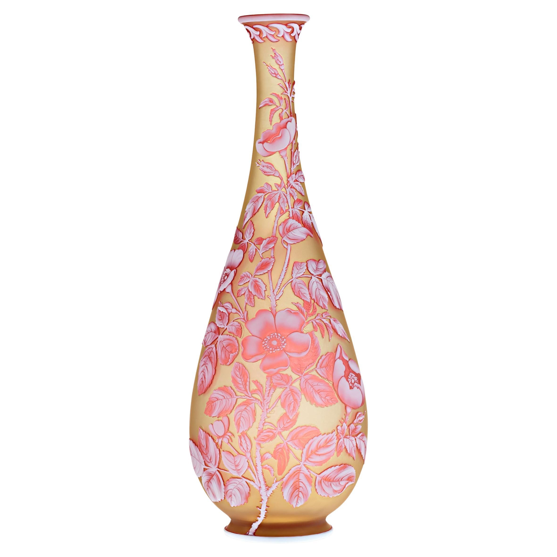 Thomas Webb & Sons Tri-Color Cameo Vase