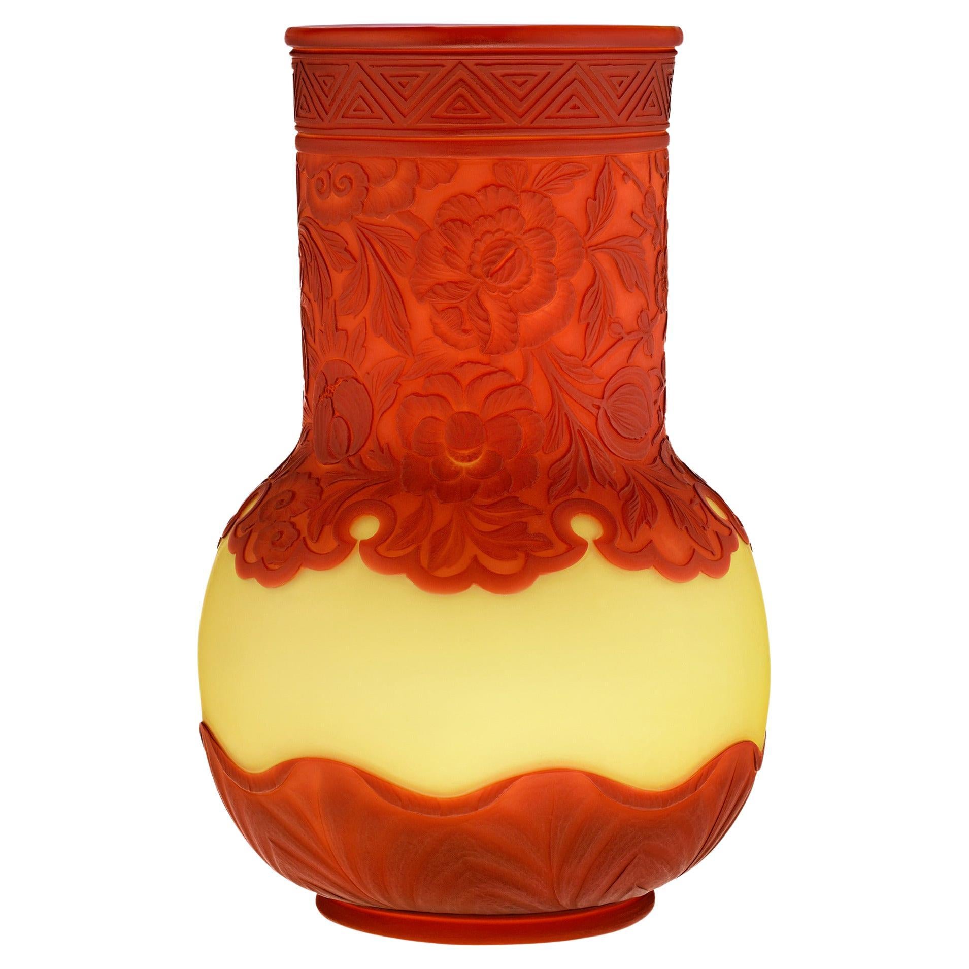 Thomas Webb & Sons Tri-Layer Cameo Vase