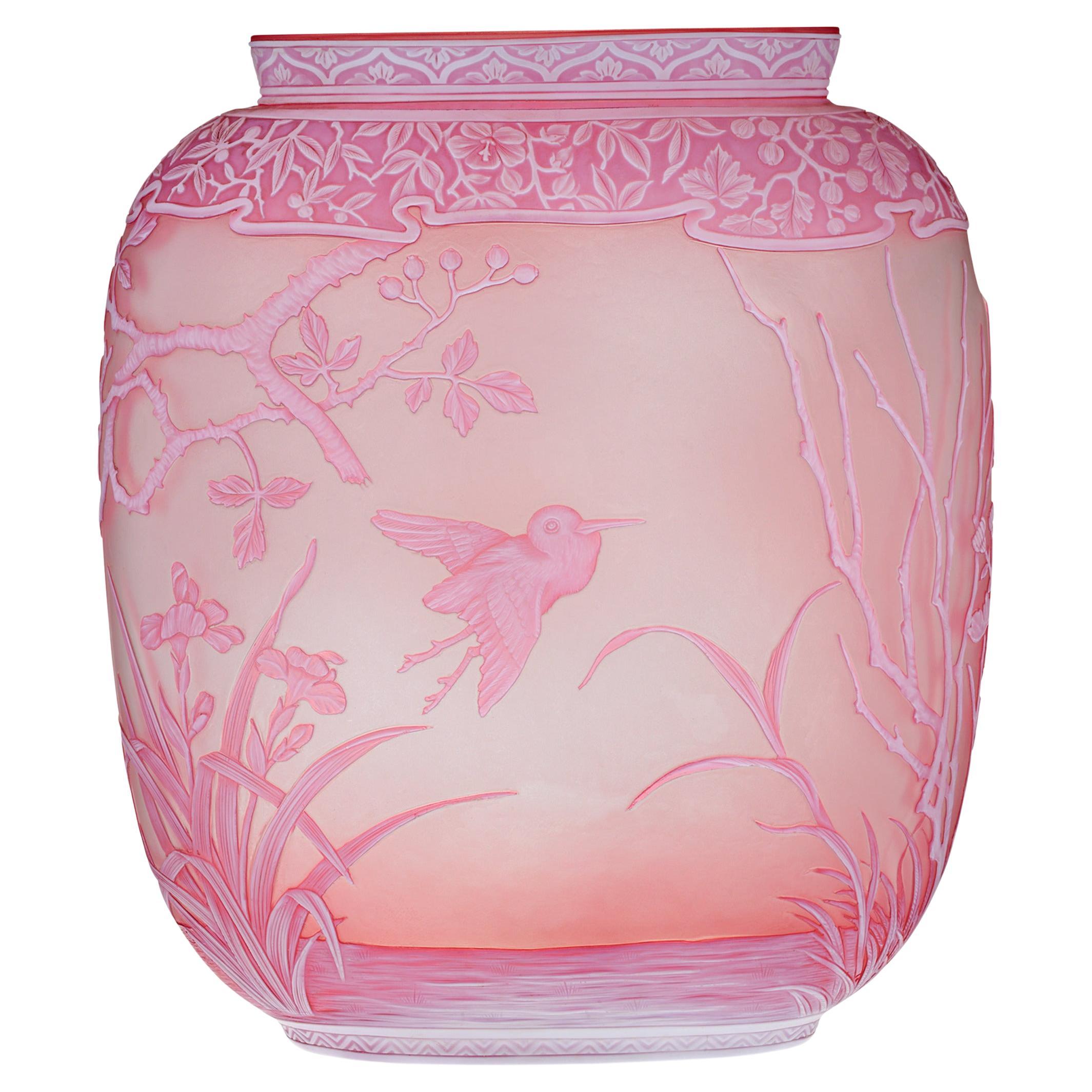 Thomas Webb & Sons Two-Color Cameo Vase