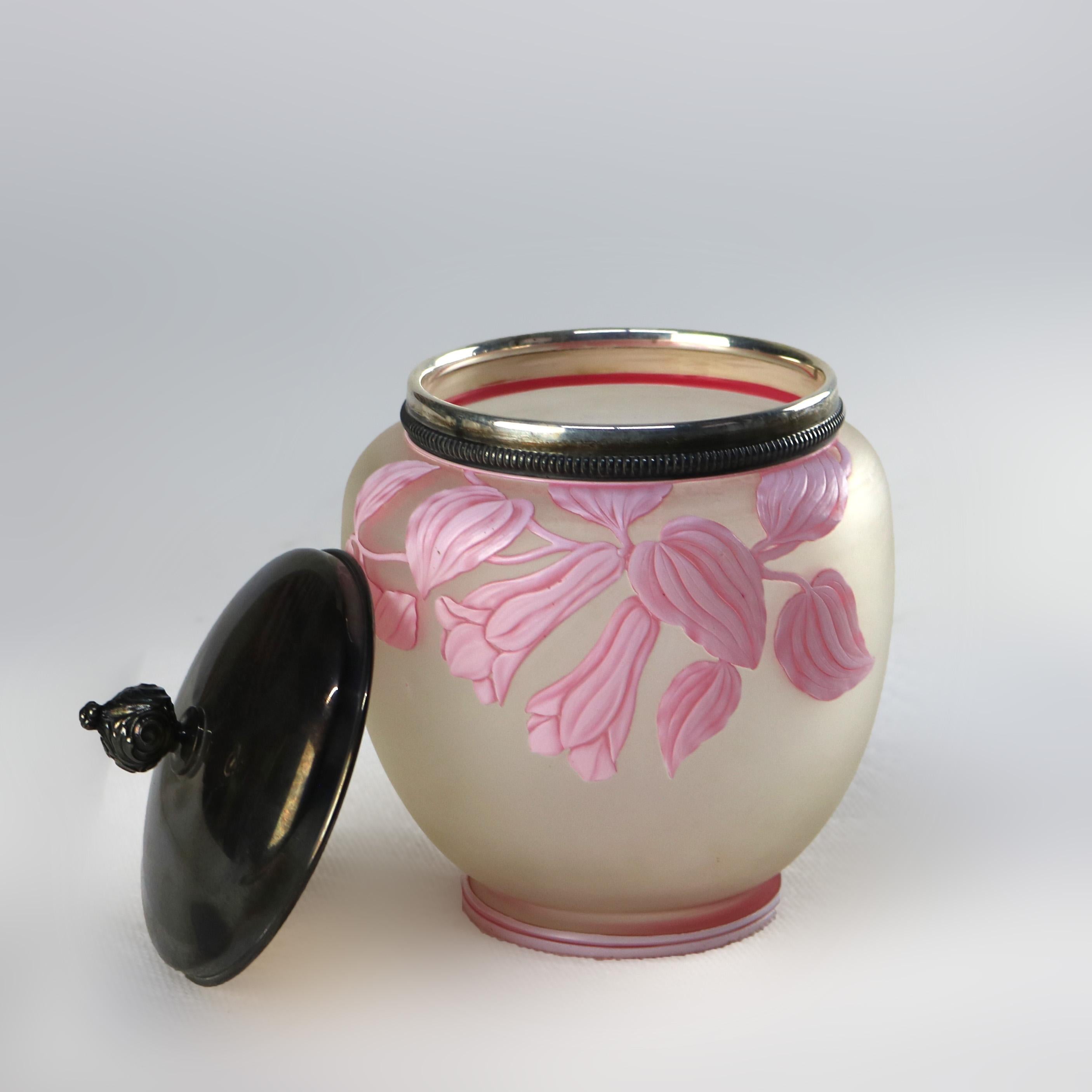 Thomas Webb & Sons Victorian Cameo Glass & Silver Plate Biscuit Jar c1890 1