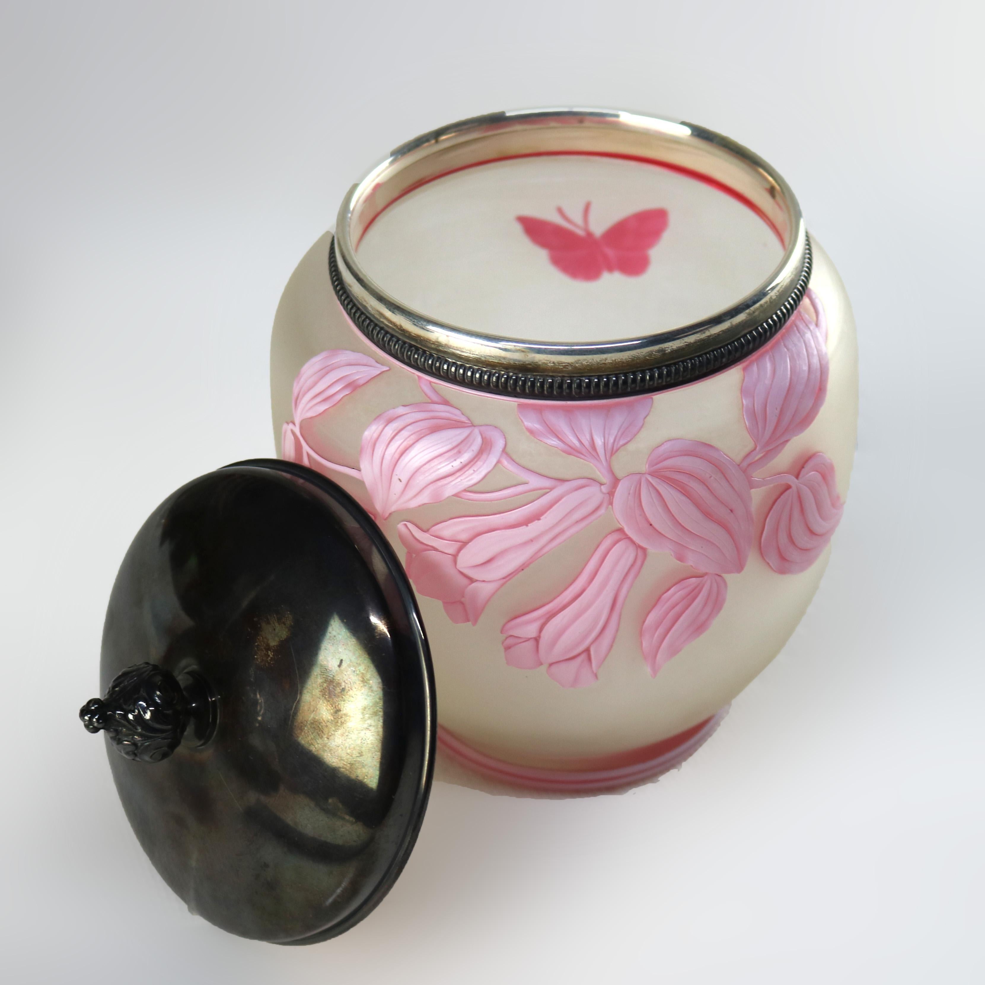 Thomas Webb & Sons Victorian Cameo Glass & Silver Plate Biscuit Jar c1890 2