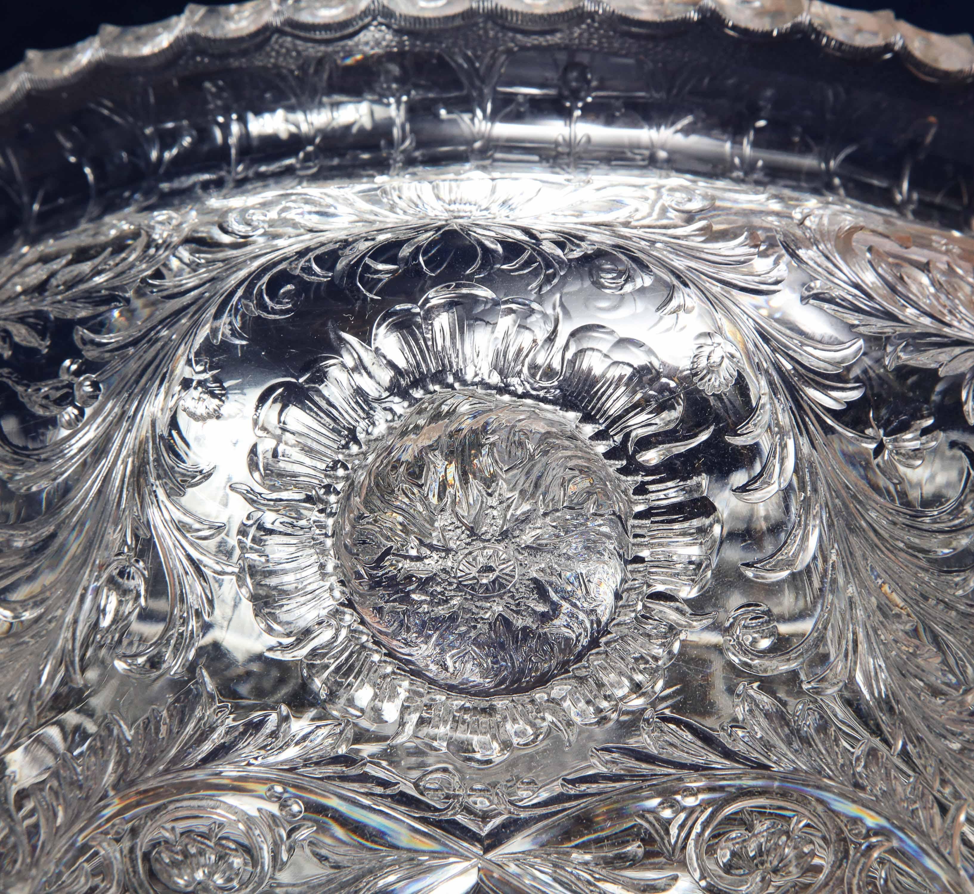 Thomas Webb & Sons Wheel Carved 'Rock-Crystal’ Type Punch Bowl, George Woodall For Sale 3