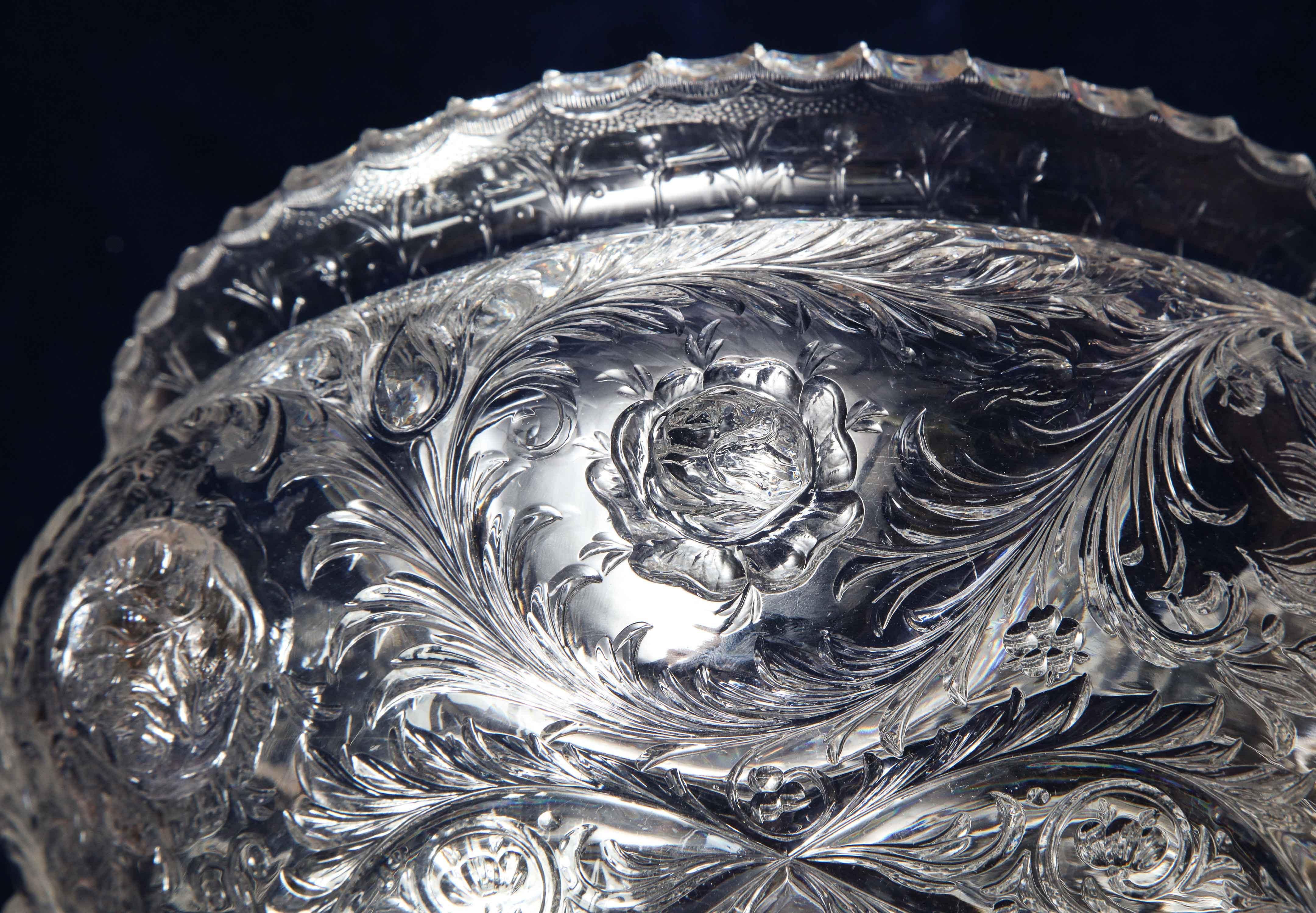 Thomas Webb & Sons Wheel Carved 'Rock-Crystal’ Type Punch Bowl, George Woodall For Sale 4