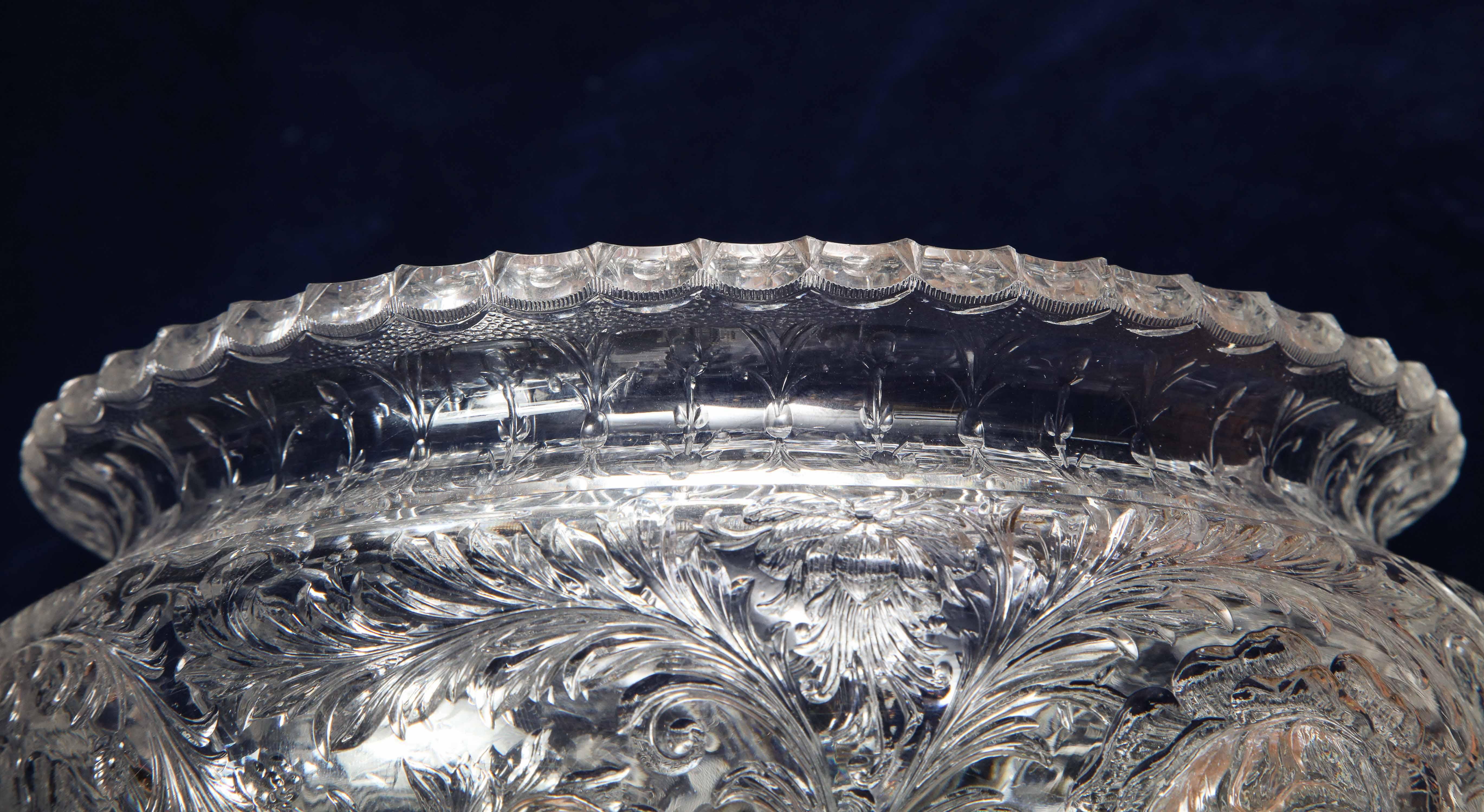 Thomas Webb & Sons Wheel Carved 'Rock-Crystal’ Type Punch Bowl, George Woodall For Sale 5