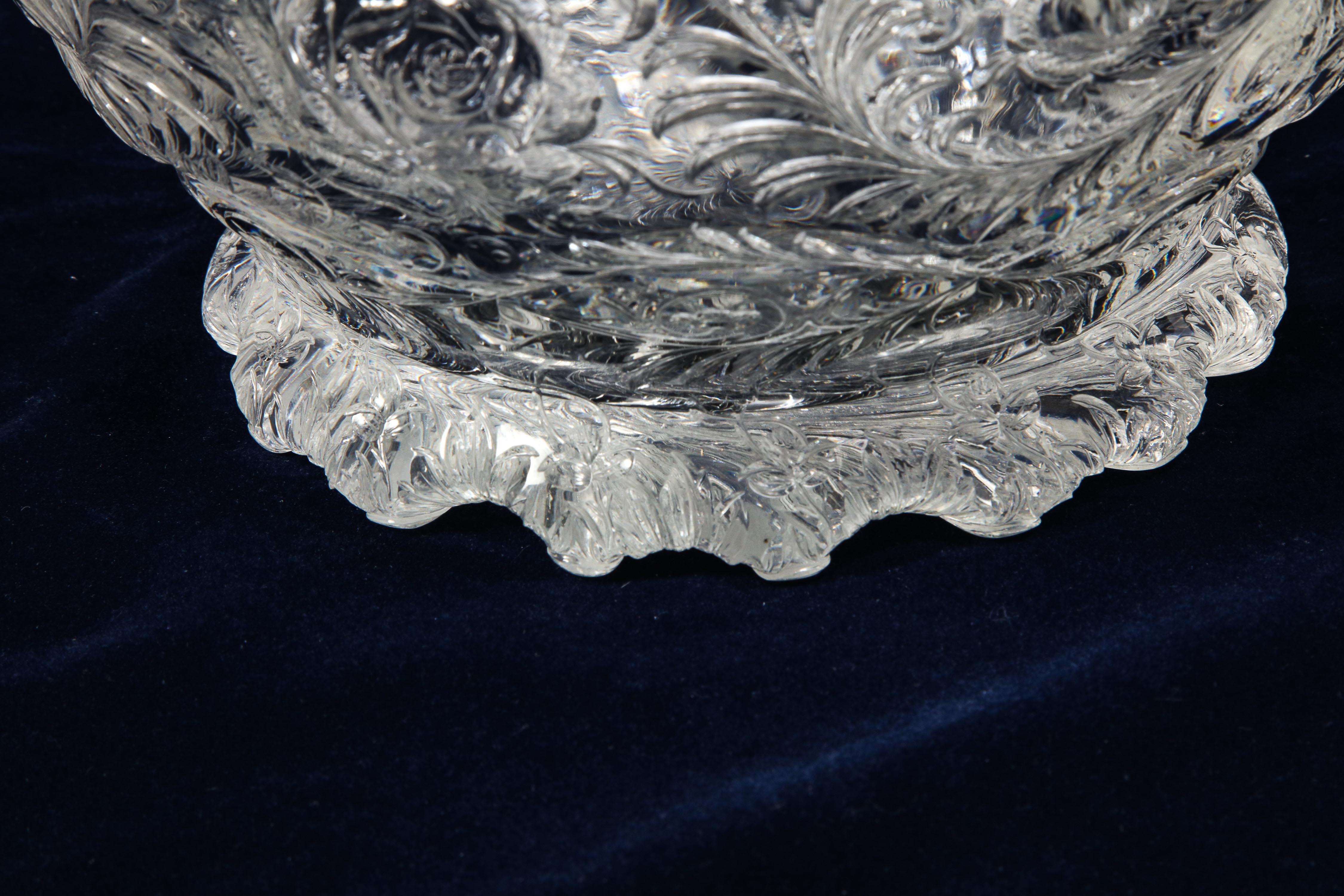 Late 19th Century Thomas Webb & Sons Wheel Carved 'Rock-Crystal’ Type Punch Bowl, George Woodall For Sale