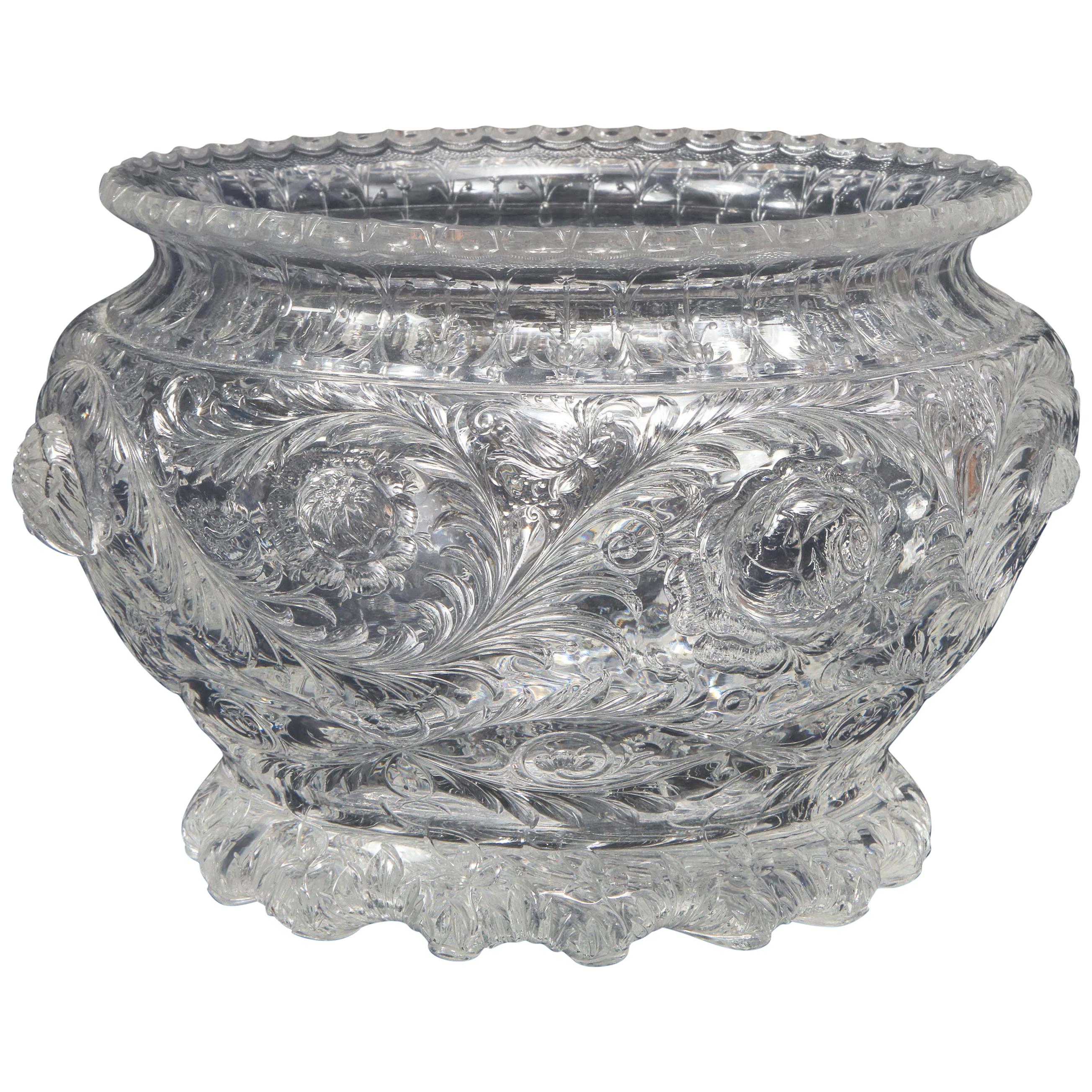 Thomas Webb & Sons Wheel Carved 'Rock-Crystal’ Type Punch Bowl, George Woodall