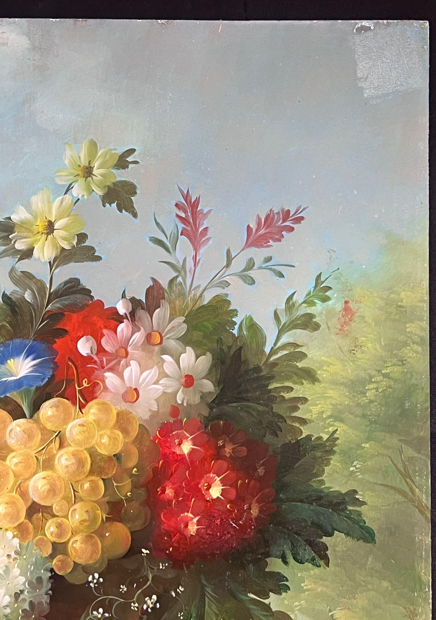 Very Large Profusion of Flowers Classical Still Life Stone Urn Oil Painting For Sale 3