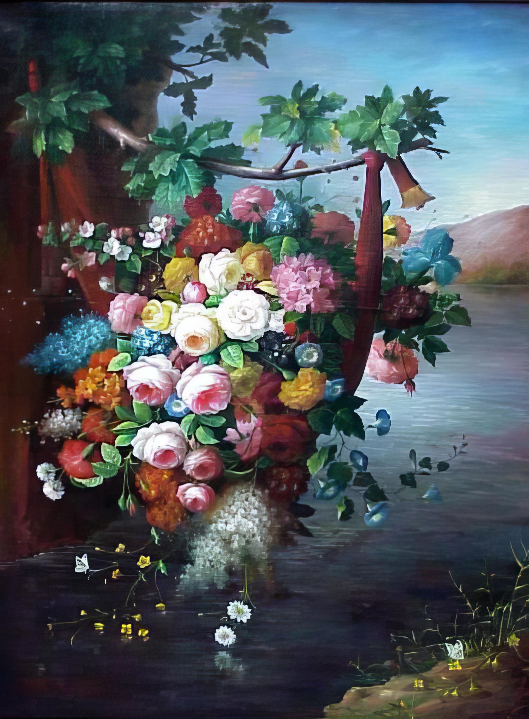  Thomas Webster Still-Life Painting - The Hanging Bouquet