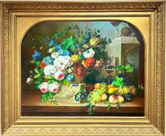 Fine Large Scale Classical Still Life Floral Display Signed British Oil Painting
