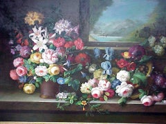 Still Life Oil Painting, Framed, 20th Century, 57x79 Inches