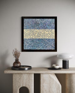 "Chardonnay Nights" - Brilliant Splatter Abstract Expressionist in Cool Palette