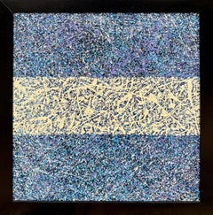 "Chardonnay Nights" - Brillanter Splatter Abstrakter Expressionist in kühler Palette