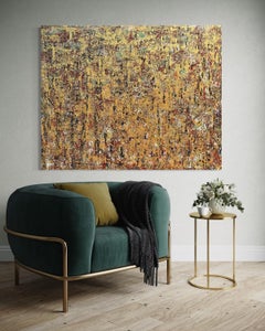 "Goldschlager" - Vivid Textured Abstract Expressionism with Gold and Warm Colors