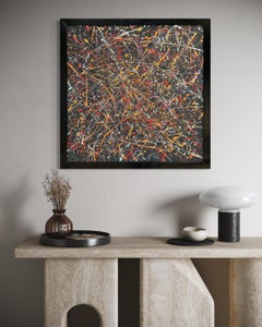 "Invictus" - Brilliant Colorful Splatter Abstract Expressionism in Warm Palette