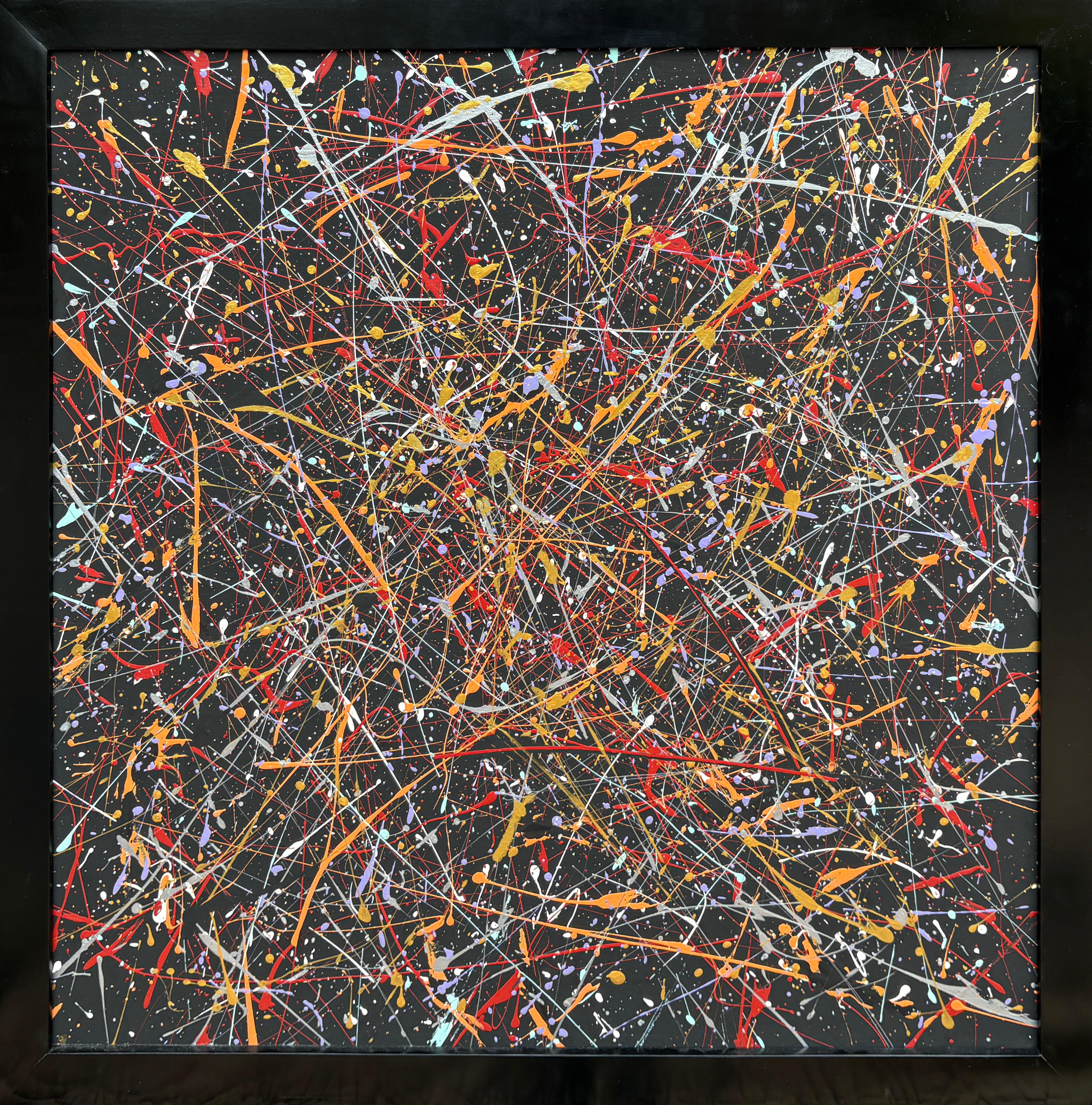 "Invictus" - Brilliant Colorful Splatter Abstract Expressionism in Warm Palette