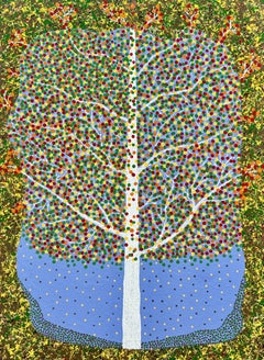 "Party Tree" - Verspielter, abstrakter weißer Baum mit bunten Lichtern
