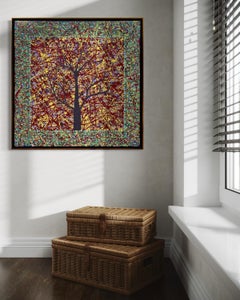 "Volcano" - Colorful Contemporary Abstract with Pointillism and Splatter Paint