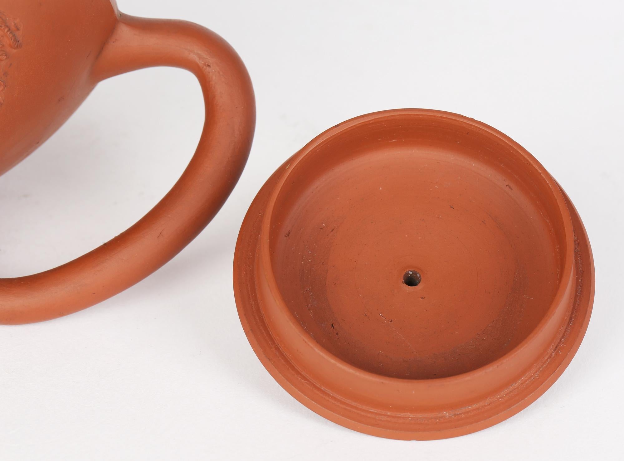 Terracotta Thomas Whieldon Fenton Staffordshire Redware Oriental Molded Teapot For Sale
