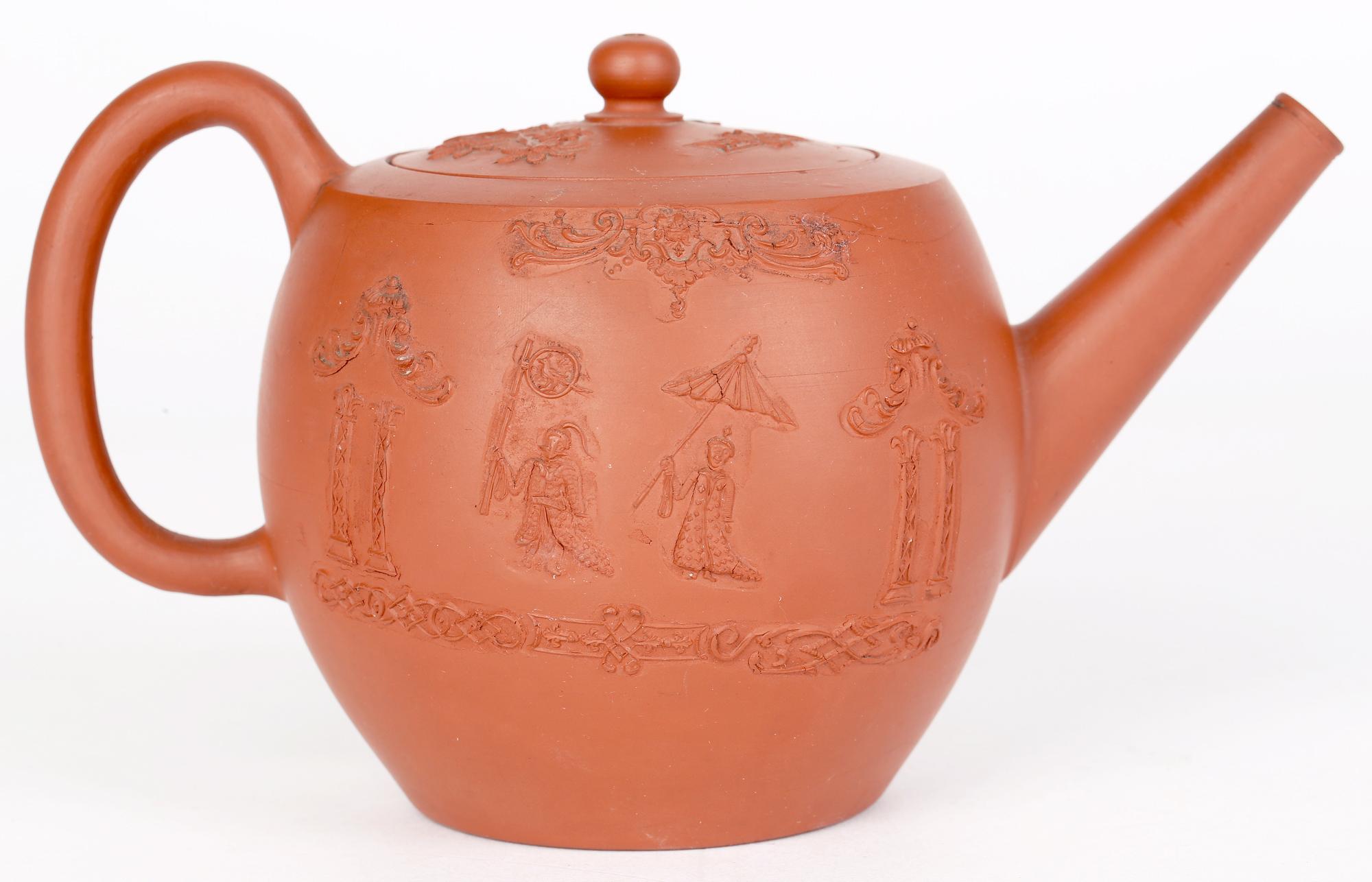 Thomas Whieldon Fenton Staffordshire Redware Oriental Molded Teapot In Good Condition For Sale In Bishop's Stortford, Hertfordshire