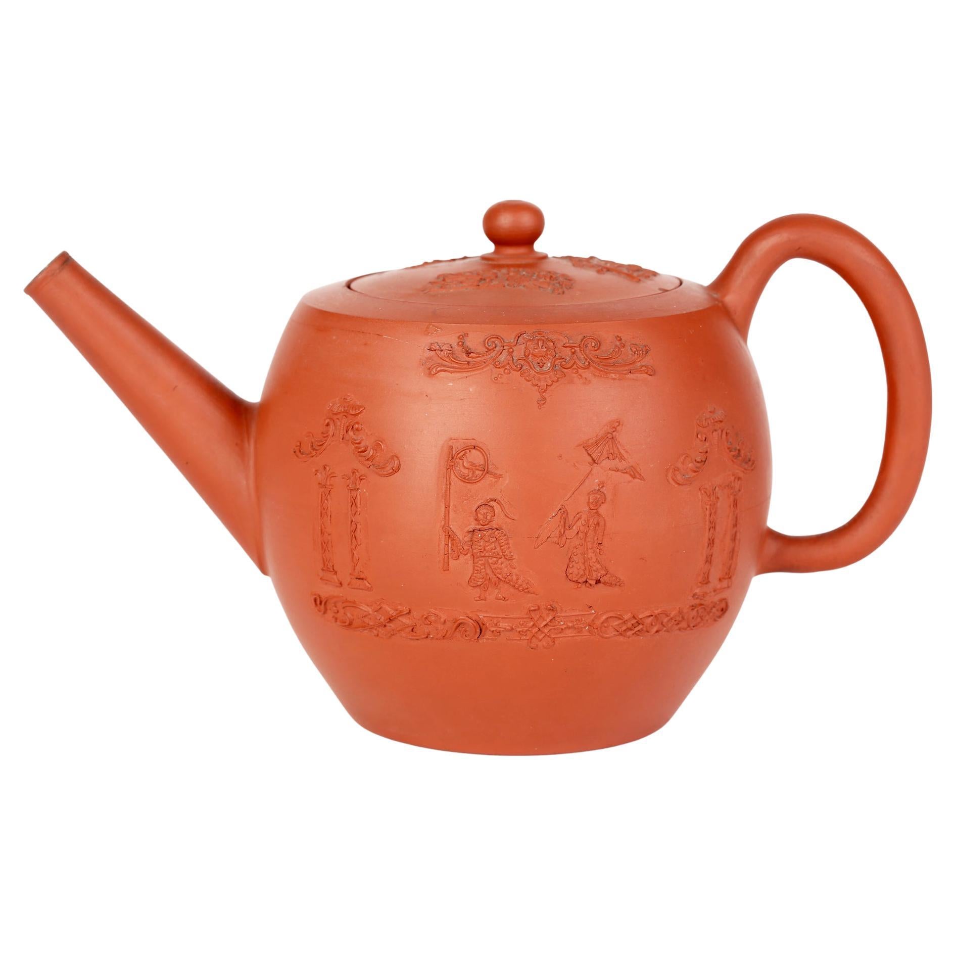 Thomas Whieldon Fenton Staffordshire Redware Oriental Molded Teapot For Sale
