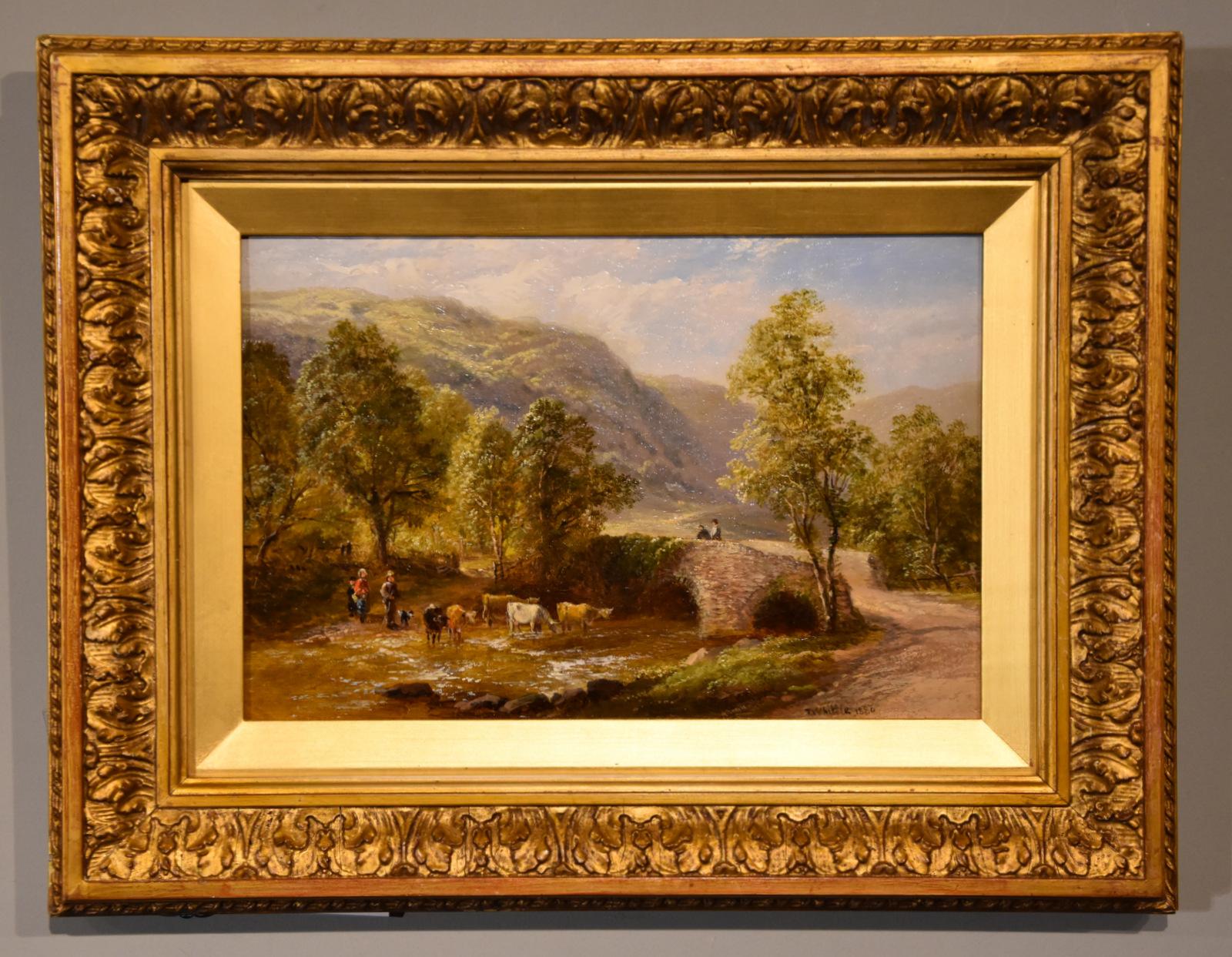 Ölgemälde von Thomas Whittle "Brathay Bridge, Ambleside Westmoreland" Ein Landschaftsmaler aus Surrey  und Berglandschaften. Er stellt regelmäßig bei der Royal Society of British Artists und der Royal Academy aus. Öl auf Leinwand signiert und