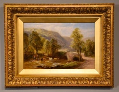 Antique Oil Painting by Thomas Whittle "Brathay Bridge, Ambleside Westmoreland"