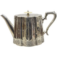 Thomas Wilkinson & Söhne Pelican Works TW & S Viktorianische Teekanne aus Silberblech
