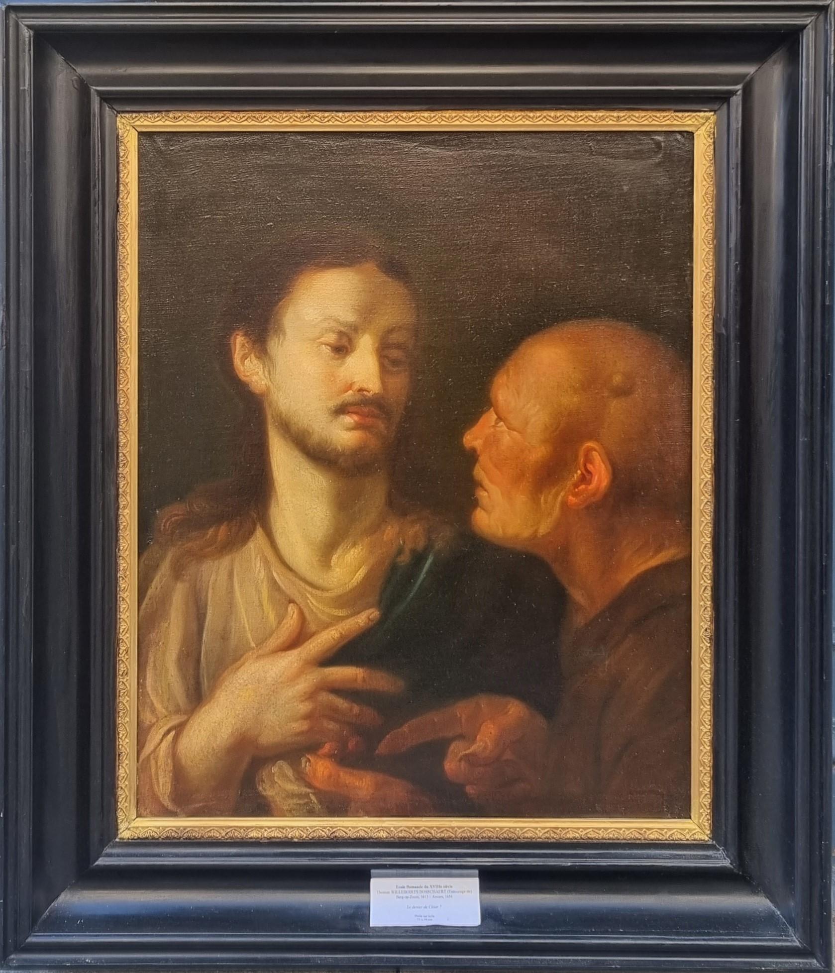 Religiöses flämisches Gemälde Jesus Satan Temptation Tribute Barock 17. 18. Jahrhundert im Angebot 1