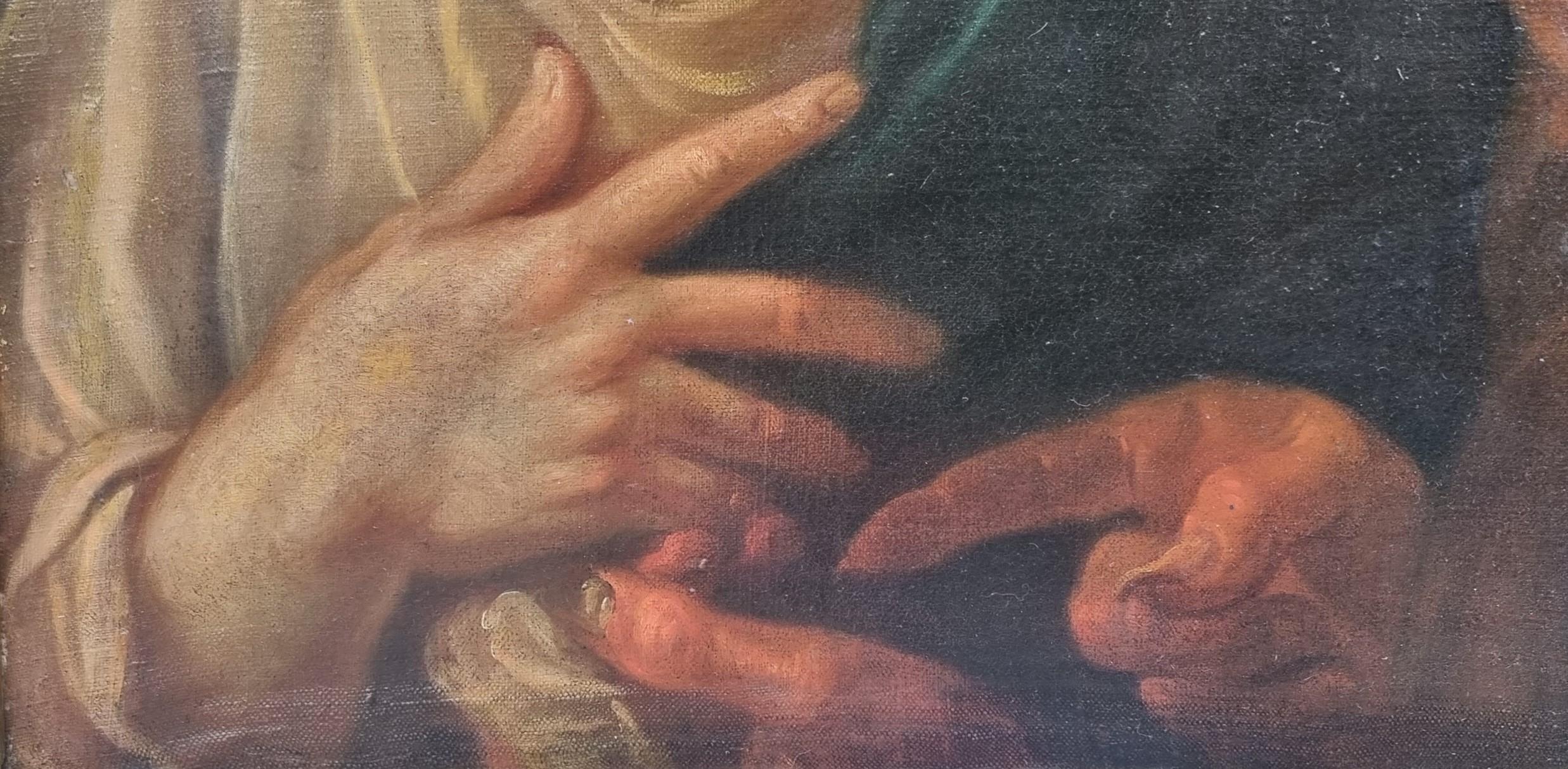 Religiöses flämisches Gemälde Jesus Satan Temptation Tribute Barock 17. 18. Jahrhundert im Angebot 5