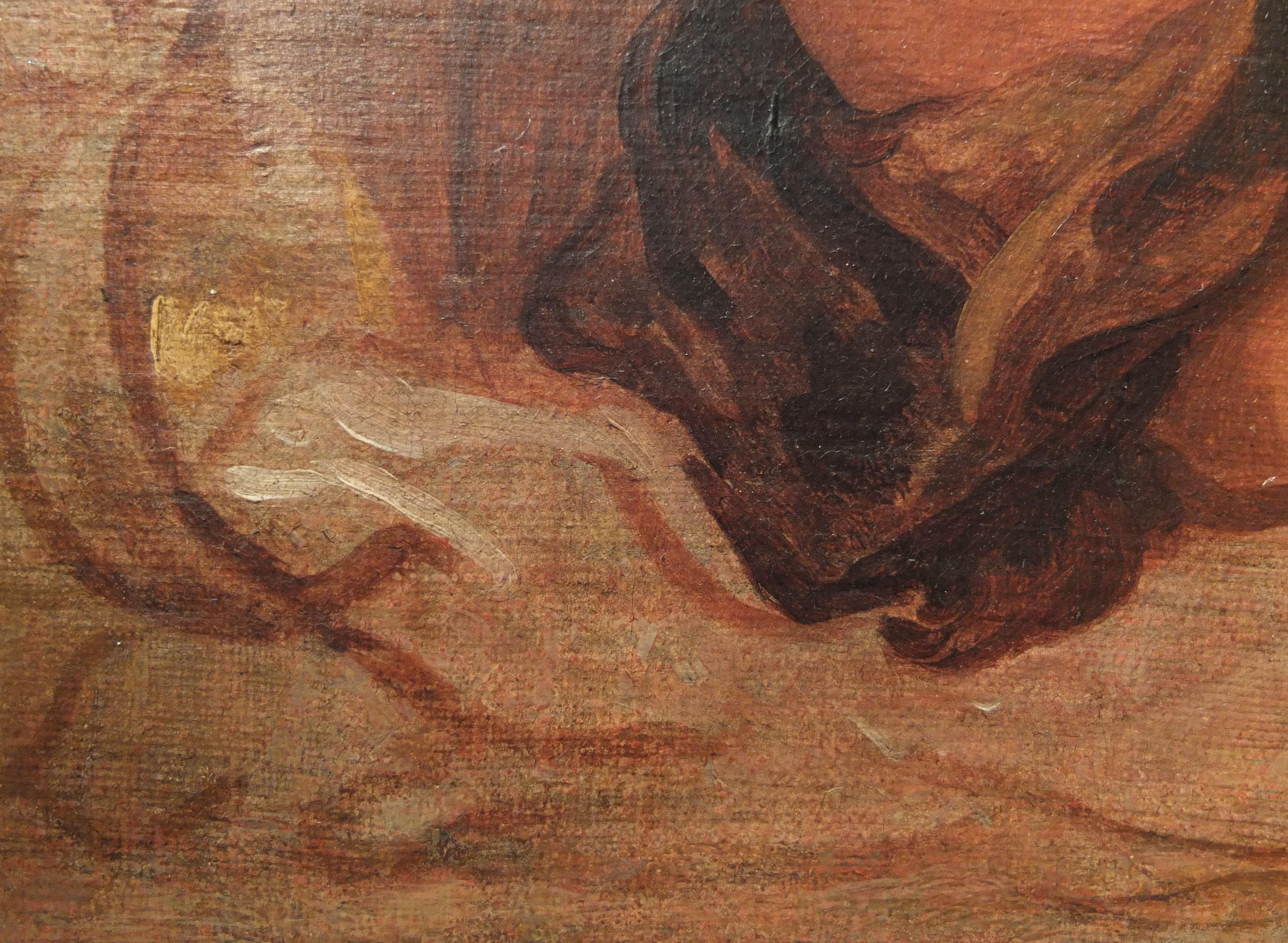 Bosschaert pour Thomas Willeboirts, dansant Putti, Pan, Satyr, École de Rubens, modèle - Marron Landscape Painting par Thomas Willeboirts Bosschaert