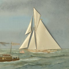 Thomas Willis: Shamrock III und Reliance überqueren die Linie, America's Cup, 1903