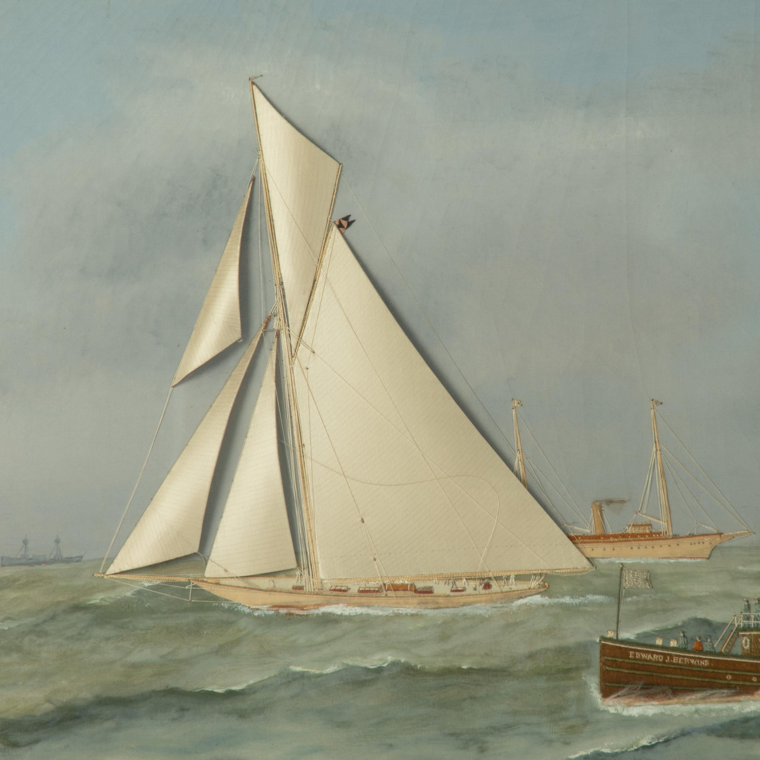 Anglais Thomas Willy : Shamrock III et Reliance franchissant la ligne, Coupe de l'America, 1903 en vente