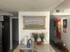 Thomas Willis Silk Embroidered Hand Painted Seascape