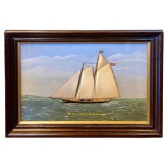 Thomas Willis Silk Embroidered Yacht Seascape, circa 1890