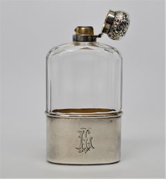 Thomas Wimbush Sterling Silver Leaded Glass Antique English Flask