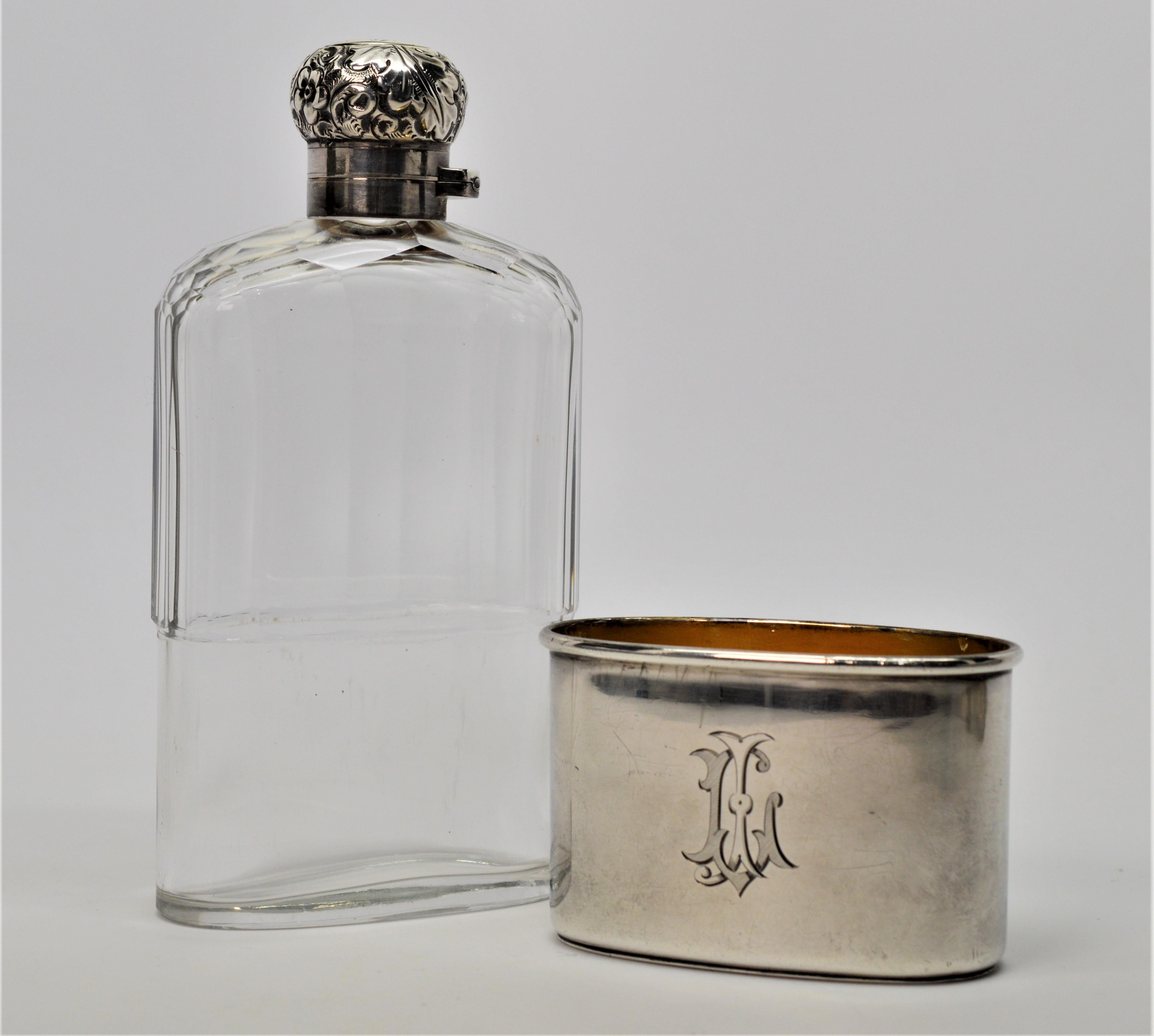 Flask anglais ancien en verre plombé en argent sterling de Thomas Wimbush en vente 4
