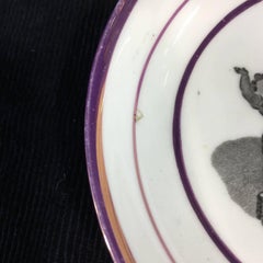 Thomas Wolfe & Co Cup and Saucer, Bucks Print in Purple Lustre Border