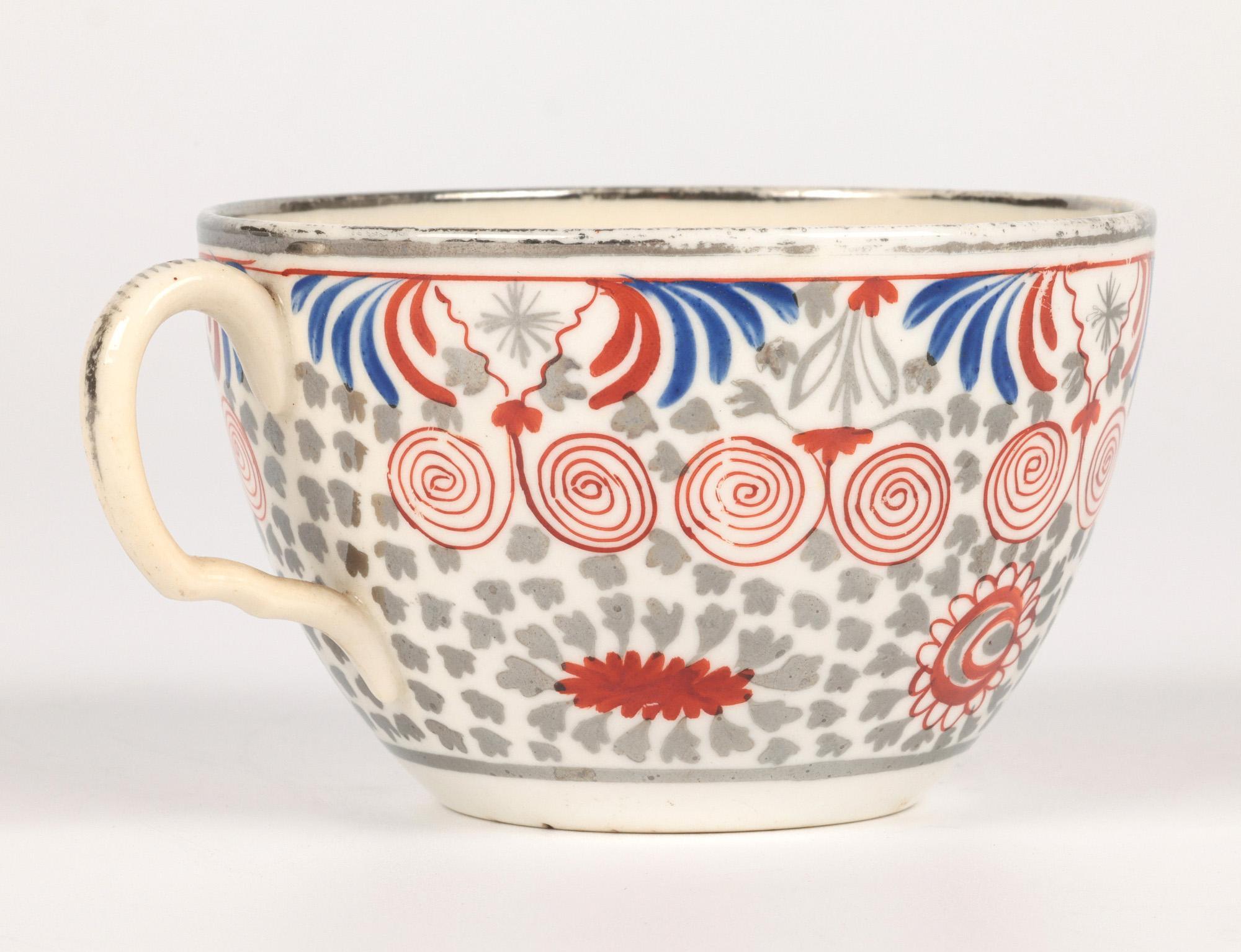 George III Thomas Wolfe Factory Z Lion Pattern English Teacup and Saucer For Sale