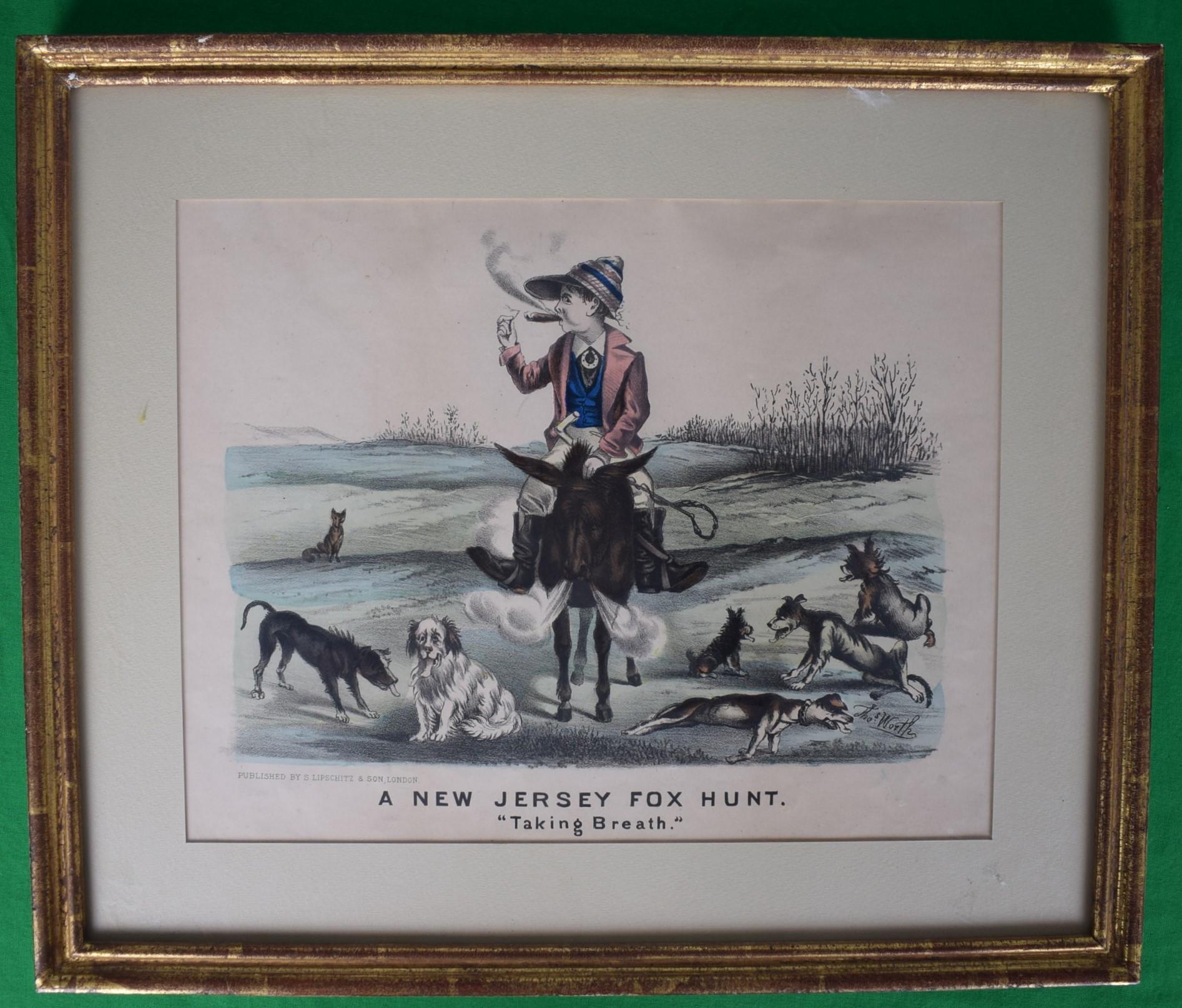 A New Jersey Fox Hunt. "Taking Breath" by Thomas Worth - Print by Thomas Worth 