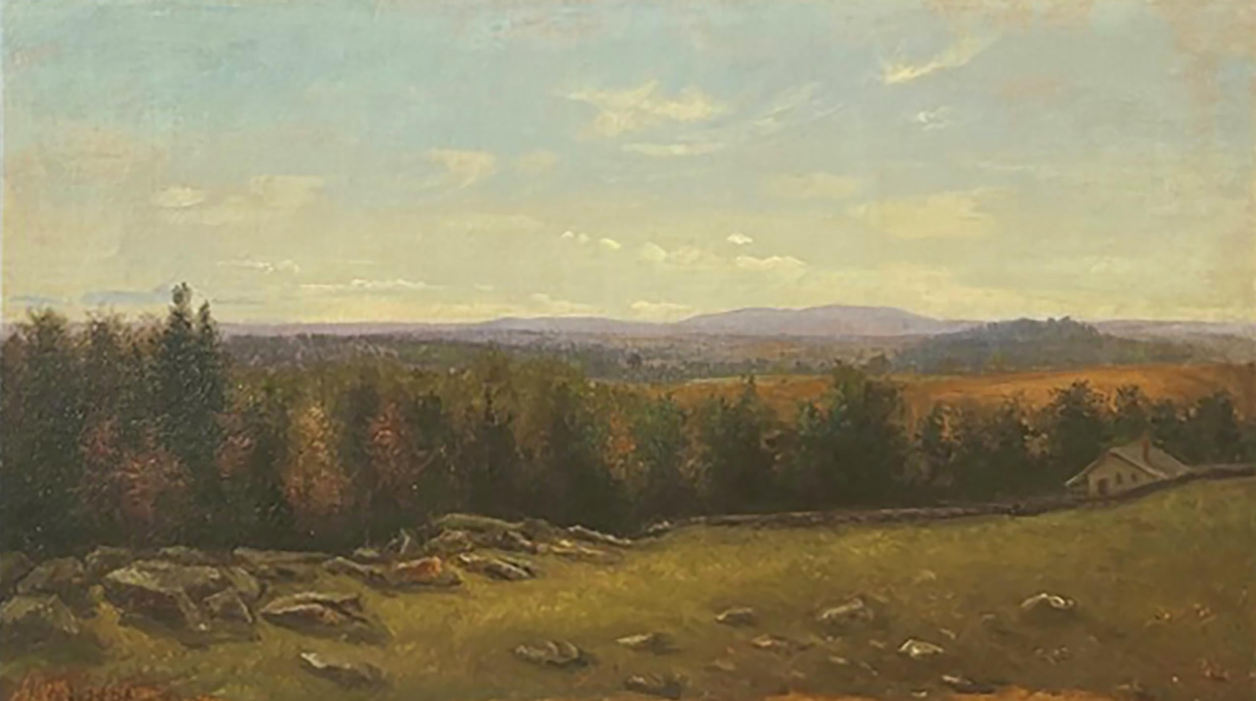 Paysage de la vallée de l'Hudson par Worthington Whittredge (américain, 1820-1910) - Painting de Thomas Worthington Whittredge