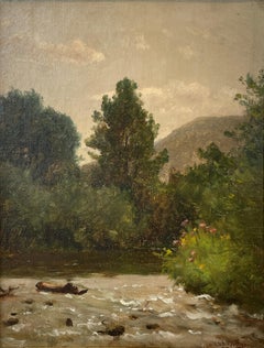 « On the Upper Delaware, » Worthington Whittredge, paysage de l'école de la rivière Hudson