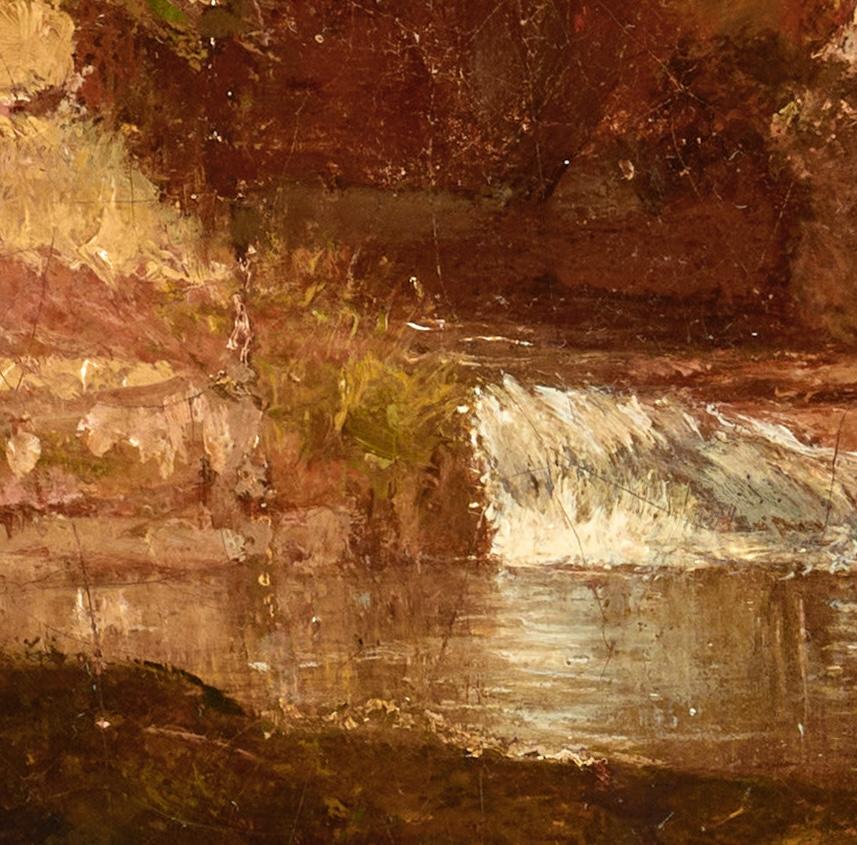 The Trout Pool (La piscine à truites) - Marron Landscape Painting par Thomas Worthington Whittredge