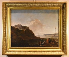 Landscape Mediterranean Coastal View Wyck signed Paint 17th Century Oil canvas