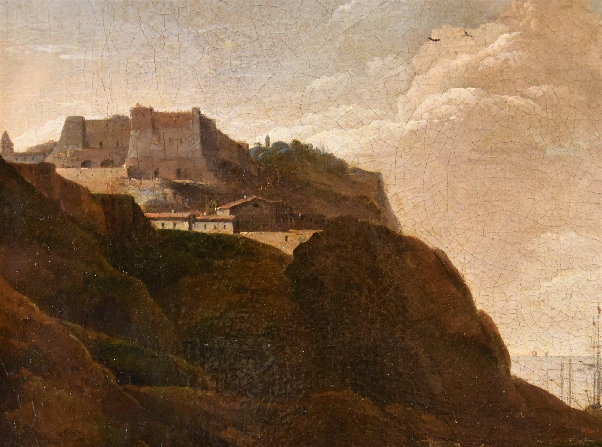 Landschaft Mittelmeer Küstenansicht Wyck signiert Gemälde 17. Jahrhundert Öl Leinwand im Angebot 4