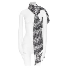 THOMAS WYLDE 100% silk black white skeleton skull print long scarf