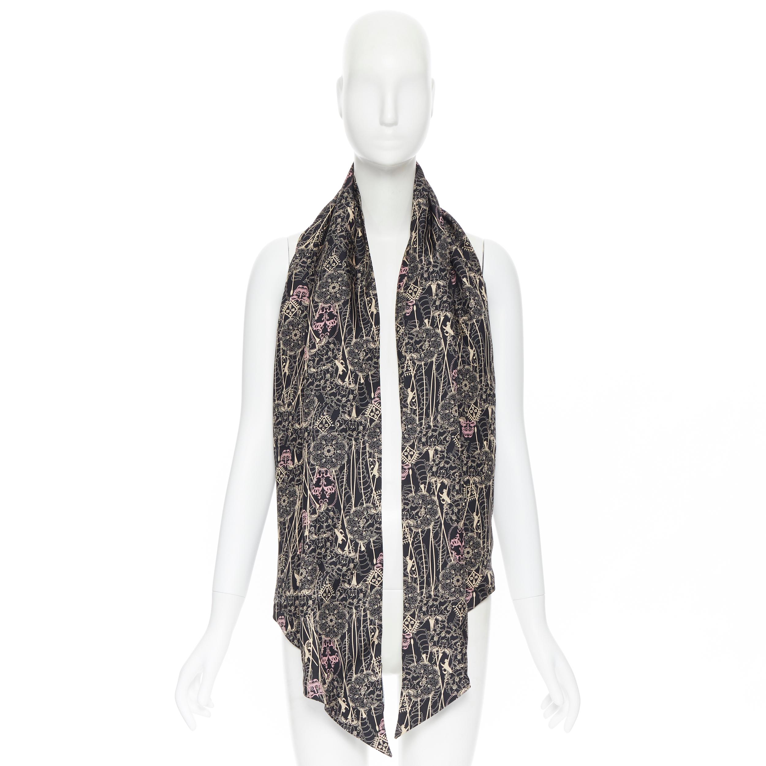 Nero Thomas WYLDE sciarpa 100% sillk nero rosa beige con stampa gotica del teschio