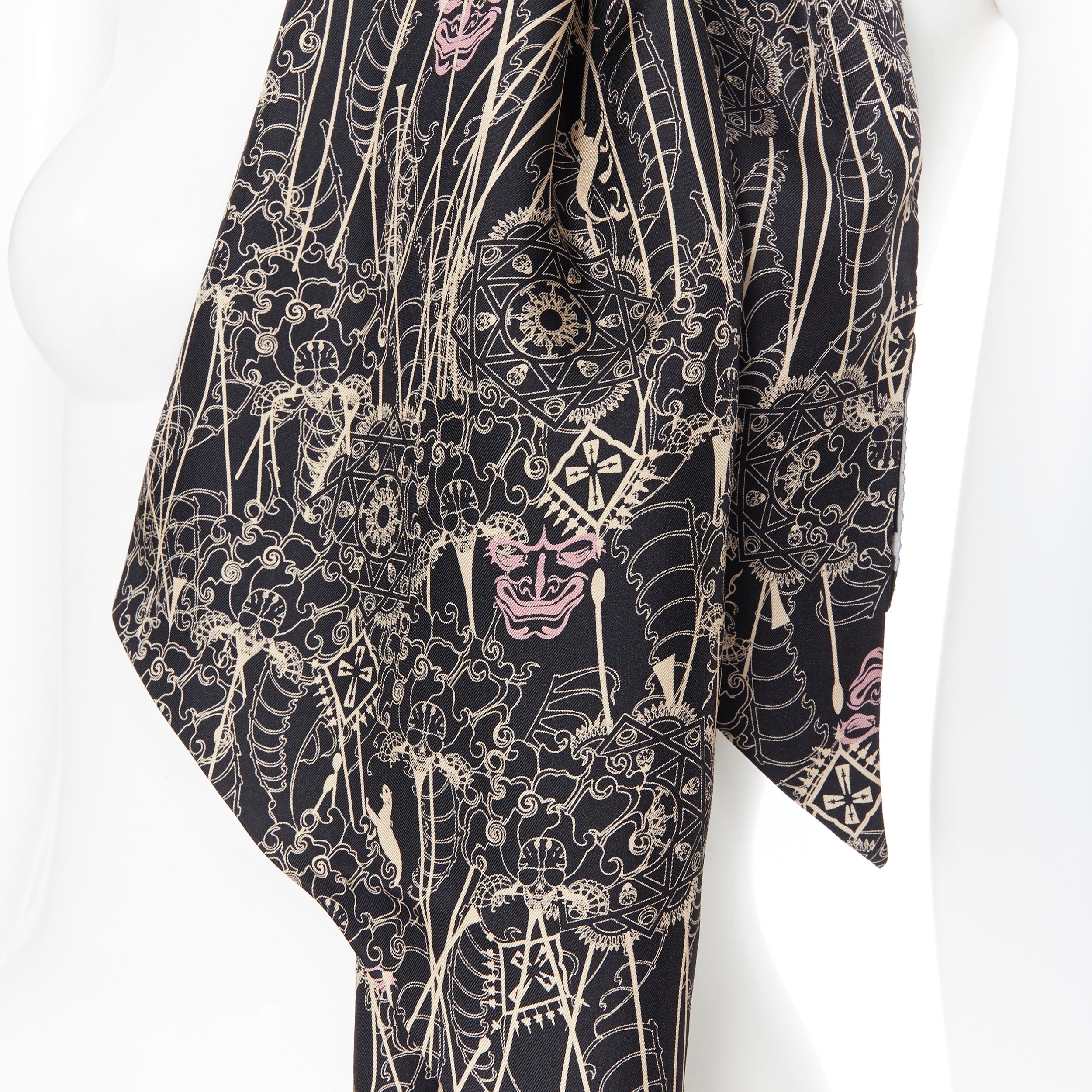 Thomas WYLDE sciarpa 100% sillk nero rosa beige con stampa gotica del teschio 3