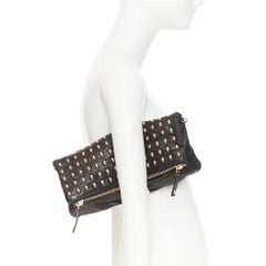 THOMAS WYLDE Day of the Dead Punk pebbled leather skull stud foldover clutch bag