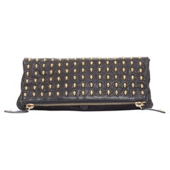 THOMAS WYLDE Day of the Dead Punk pebbled leather skull stud foldover clutch bag