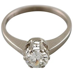 Thomasson Guldsmed, Sweden, Vintage Ring in 18 Carat White Gold with Diamond